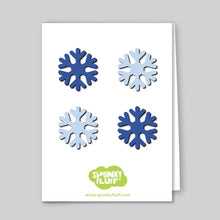 Load image into Gallery viewer, Spunky Fluff Proudly handmade in South Dakota, USA Powder/Cobalt Limited Edition Snowflake Magnets, Mini
