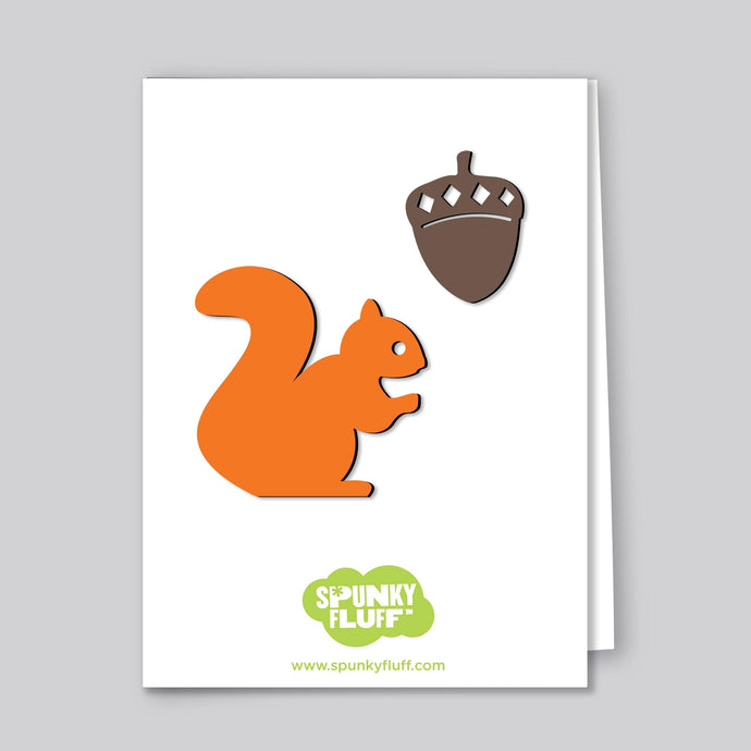 Spunky Fluff Proudly handmade in South Dakota, USA Limited Edition Squirrel and Acorn Magnet Set, Small