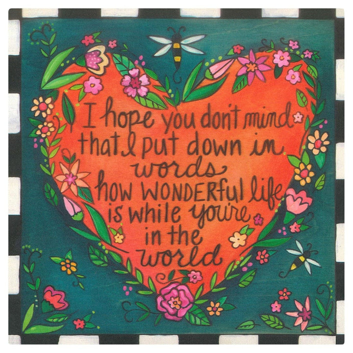 Sincerely Sticks Wall Art Love Note 9" x 9" Plaque