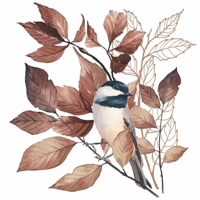 Paperproducts Design Home Decor - Linens Lovely Chickadee White Beverage Napkin
