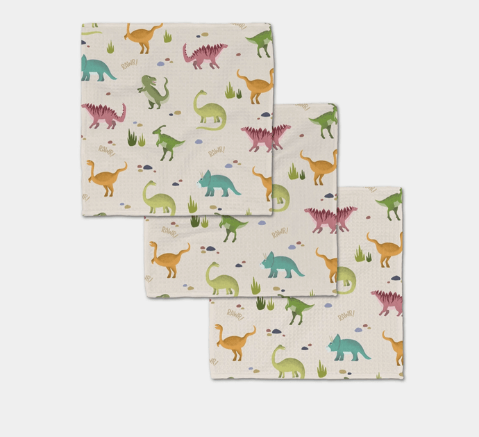 Geometry Luxe Wash Cloth Set - Dancing Dinos