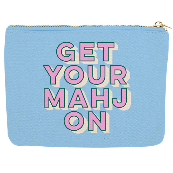 soiree-sisters Mahjong Zipper Canvas Pouch, Get Your Mahj On Bag