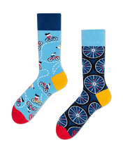 Load image into Gallery viewer, Many Mornings Socks Many Mornings The Bicycles Novelty Socks – Mismatched Unisex
