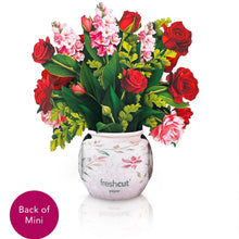 Load image into Gallery viewer, FreshCut Paper LLC Greeting &amp; Note Cards Mini Blooming Roses Pop-Up Card Flower Bouquet
