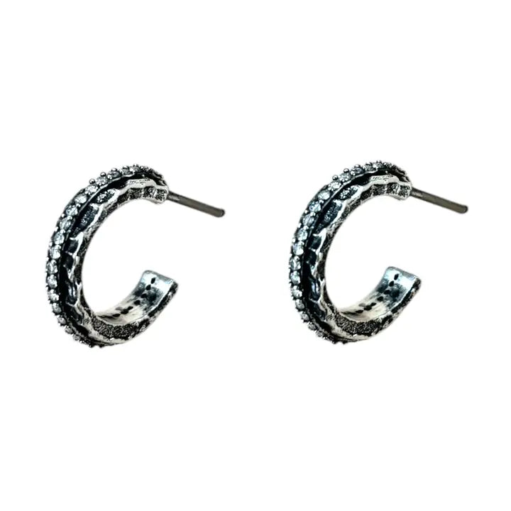 TAT2 Designs Jewelry - Necklaces Silver Mini Egy Crystal Thin Hoop Earring