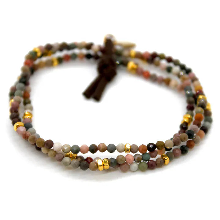 Lizou Jewelry - Bracelets Alashan Agate Mini Faceted Stone Bracelet