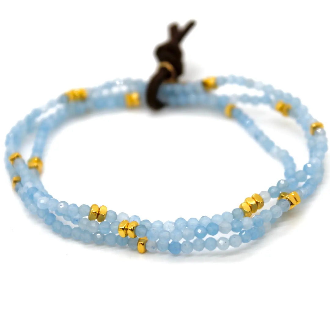 Lizou Mini Faceted Stone Bracelet - Aquamarine