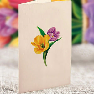 FreshCut Paper LLC Greeting & Note Cards Mini Festive Tulip Pop-Up Card Flower Bouquet