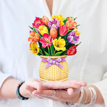 Load image into Gallery viewer, FreshCut Paper LLC Greeting &amp; Note Cards Mini Festive Tulip Pop-Up Card Flower Bouquet
