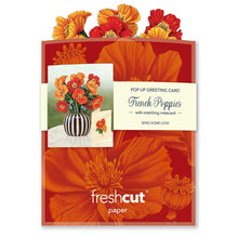 Load image into Gallery viewer, FreshCut Paper LLC Greeting &amp; Note Cards Mini French Poppies Pop-Up Card Flower Bouquet
