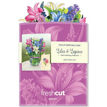 Load image into Gallery viewer, FreshCut Paper LLC Greeting &amp; Note Cards Mini Lilies &amp; Lupines Pop-Up Card Flower Bouquet
