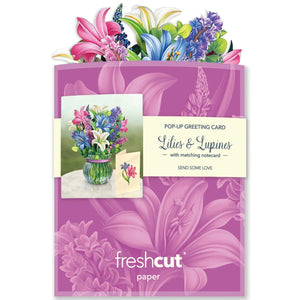 FreshCut Paper LLC Greeting & Note Cards Mini Lilies & Lupines Pop-Up Card Flower Bouquet