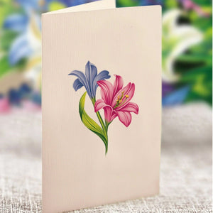 FreshCut Paper LLC Greeting & Note Cards Mini Lilies & Lupines Pop-Up Card Flower Bouquet