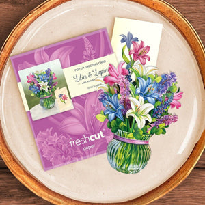 FreshCut Paper LLC Greeting & Note Cards Mini Lilies & Lupines Pop-Up Card Flower Bouquet