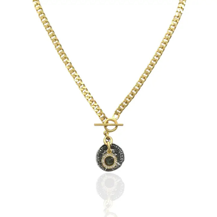 TAT2 Designs Jewelry - Necklaces Gold Mini Mesa Labradorite Charm Necklace