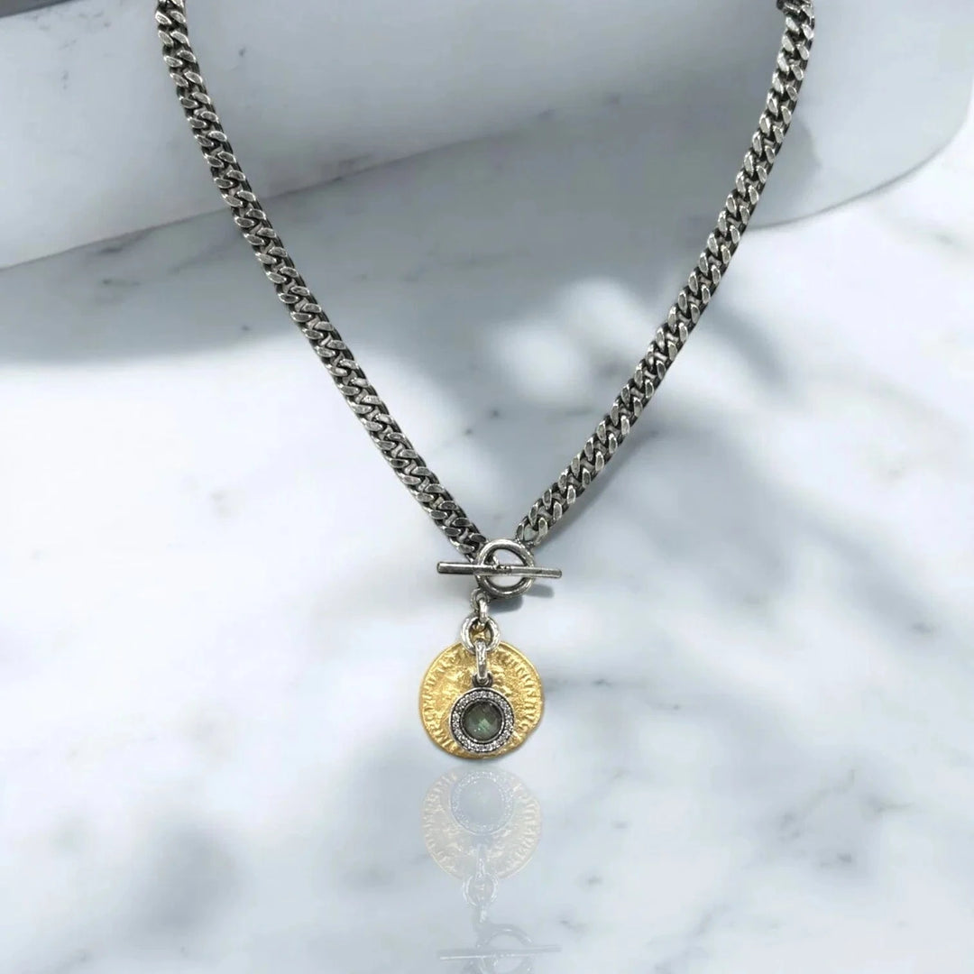 TAT2 Designs Jewelry - Necklaces Mini Silver Mesa Labradorite Charm Necklace