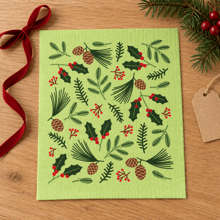 Cose Nuove Home Decor - Linens MK Holiday Foliage Swedish Dishcloth