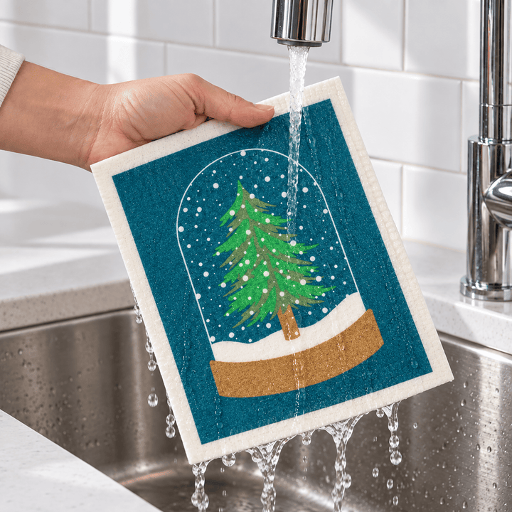 Cose Nuove Home Decor - Linens MK Snow Globe Swedish Dishcloth