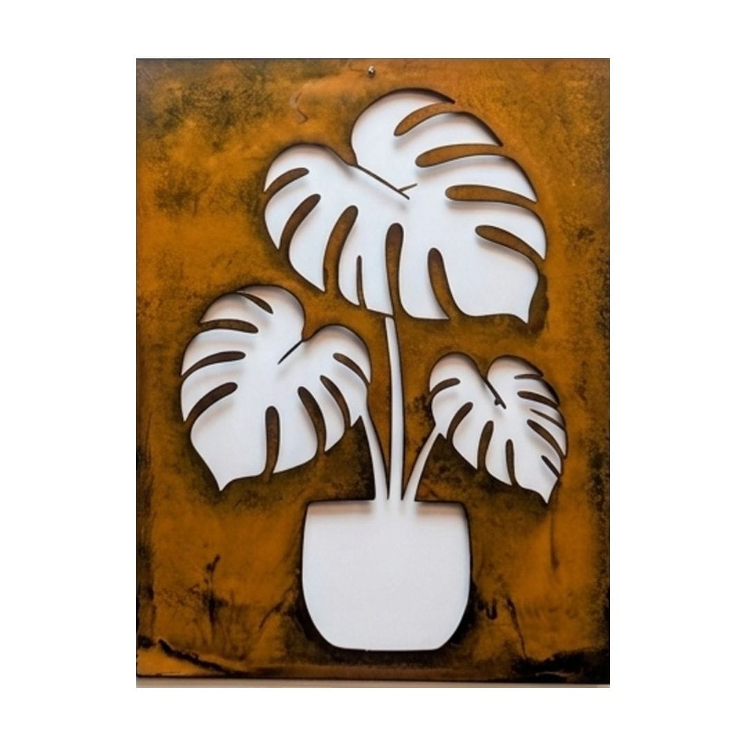 Prairie Dance Proudly Handmade in South Dakota, USA Monstera Plant Wall Art, Metal Wall Decor