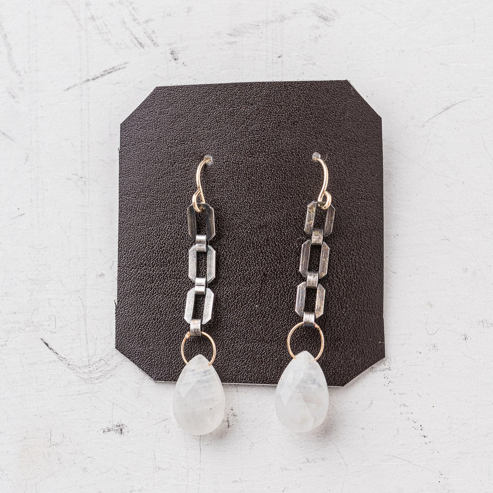 Original Hardware Jewelry - Earrings Moonstone and Edgy Flat Chain Earrings