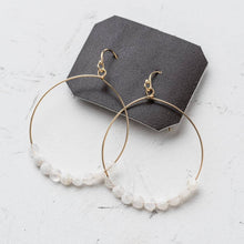 Load image into Gallery viewer, Original Hardware Jewelry - Earrings Moonstone Coin Hoop Earrings
