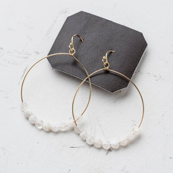 Original Hardware Jewelry - Earrings Moonstone Coin Hoop Earrings