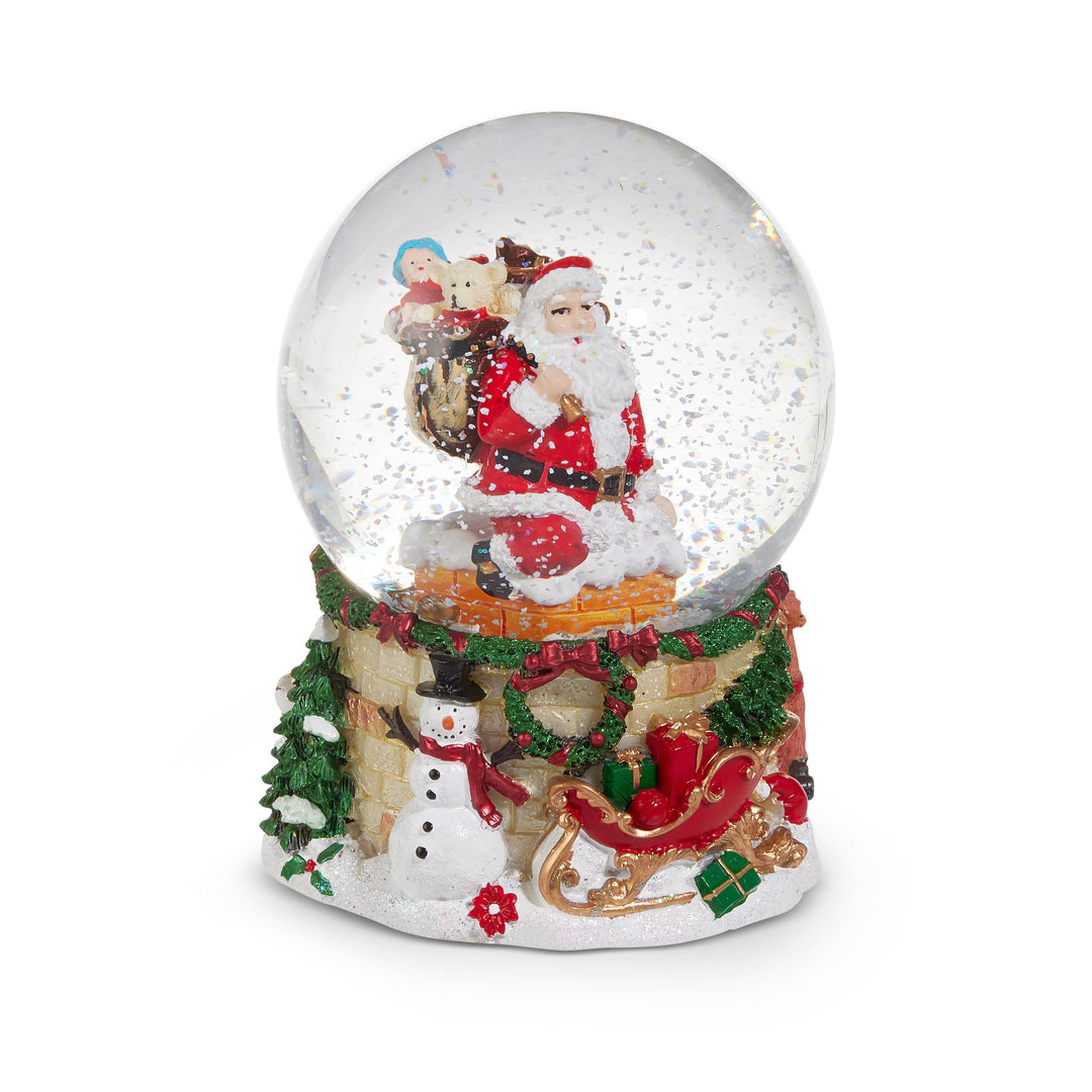 Raz Imports Inc Christmas Snow Globe Musical Santa Out of the Chimney Snow Globe – 5.5″