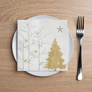 PaperProducts Design Drinkware Lunch Napkins Mystic Tree Gold Beverage Napkins and Lunch Napkins