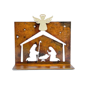 Prairie Dance Proudly Handmade in South Dakota, USA Nativity Panel, Modern Christmas Nativity Silhouette Scene
