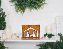 Load image into Gallery viewer, Prairie Dance Proudly Handmade in South Dakota, USA Nativity Panel, Modern Christmas Nativity Silhouette Scene
