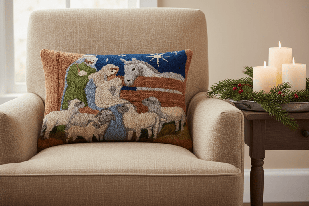 Peking Handicraft Pillow Nativity Scene Hook Pillow