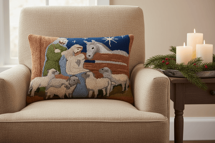 Peking Handicraft Pillow Nativity Scene Hook Pillow
