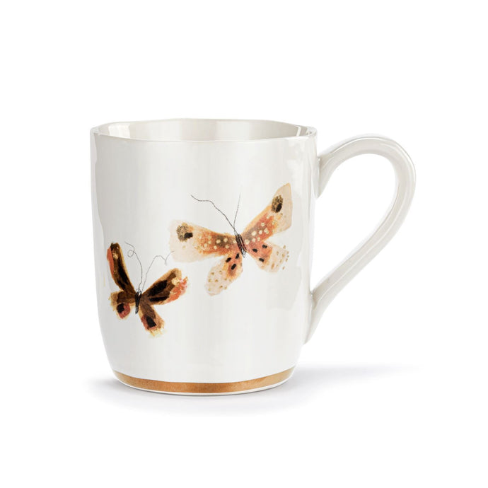 Demdaco Home Decor - Home Accent Neutral Duo Butterfly Mug w/Gold Trim