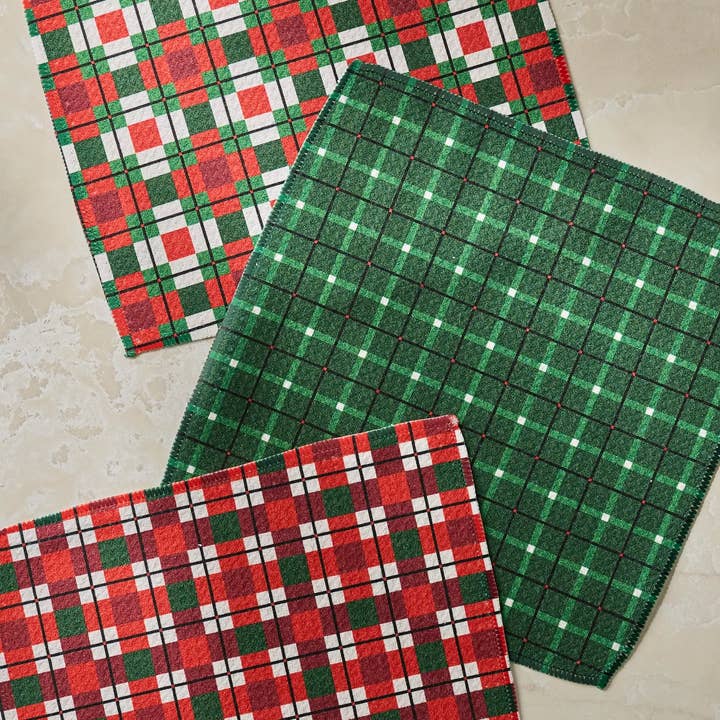 Geometry Dishcloth Noel Plaid Dishcloth Set (3)
