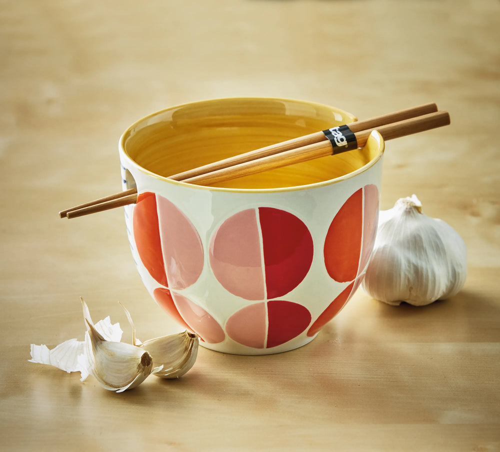 Tag True Living Home Decor - Kitchen Gourmet Entertaining - Serveware Functional Noodle Bowl Geo Circles