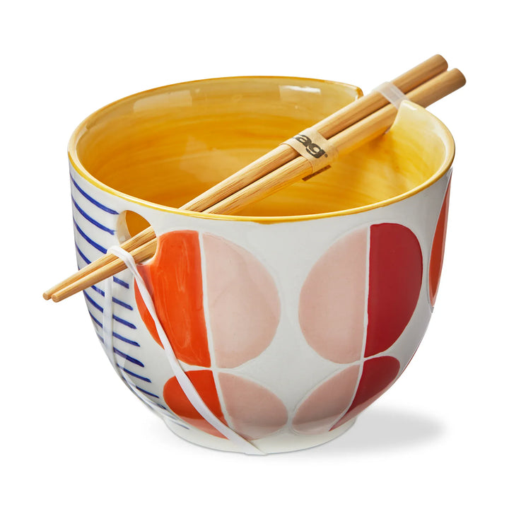 Tag True Living Home Decor - Kitchen Gourmet Entertaining - Serveware Functional Noodle Bowl Geo Circles