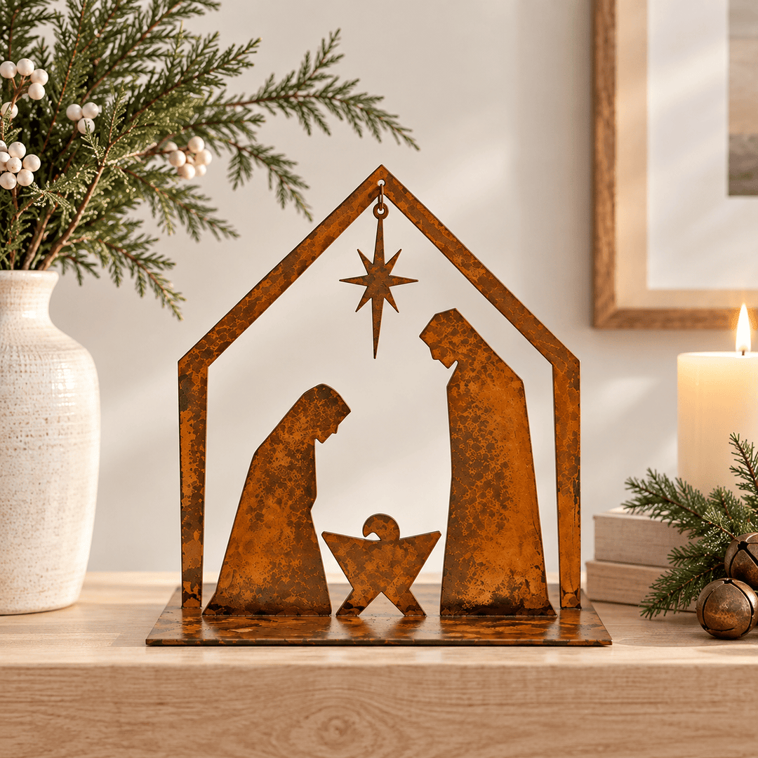 Prairie Dance Christmas Decor North Star Metal Nativity Scene