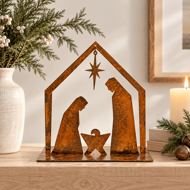 Prairie Dance Christmas Decor North Star Metal Nativity Scene
