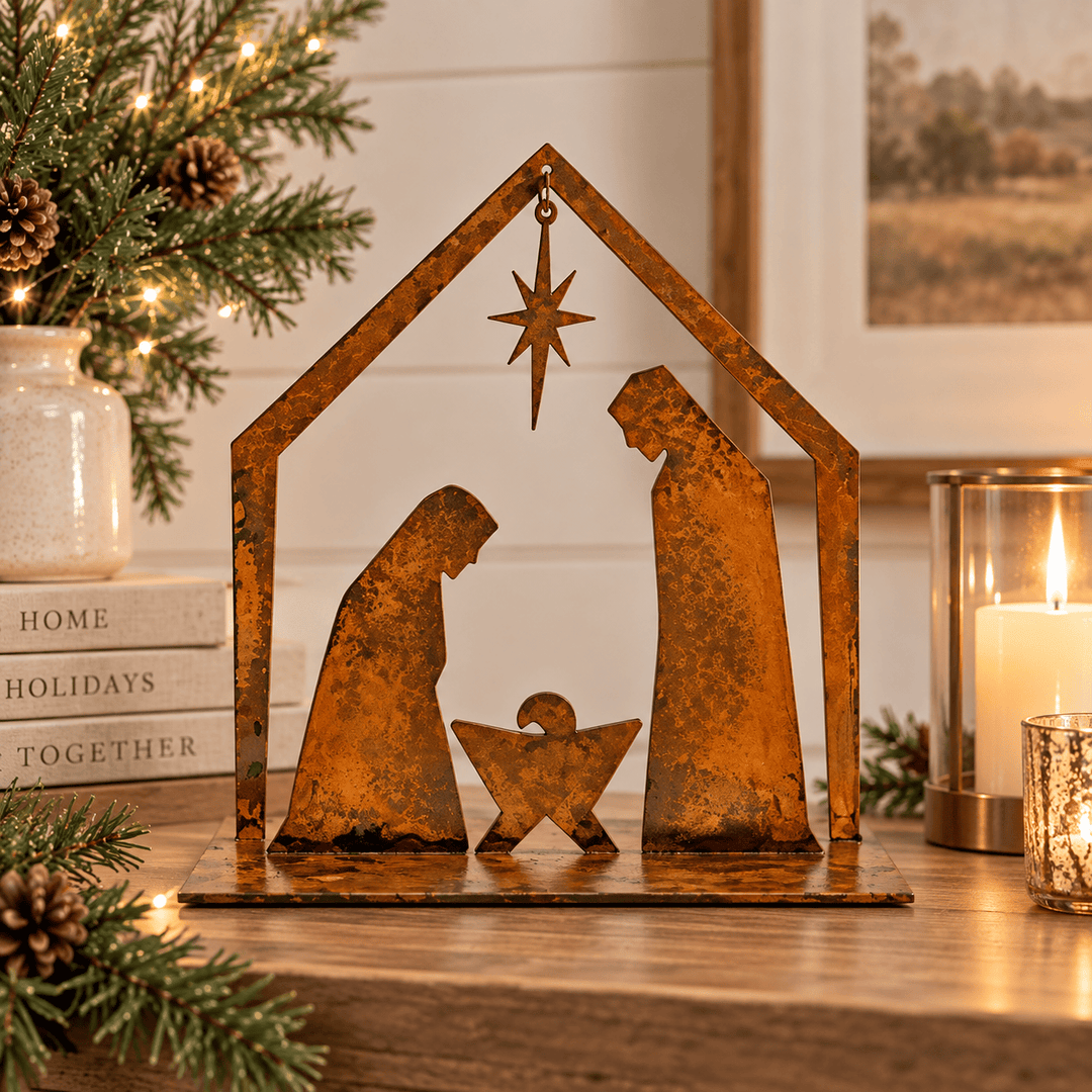 Prairie Dance Christmas Decor North Star Metal Nativity Scene