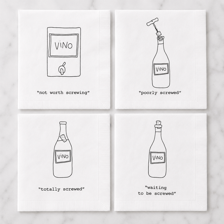 Cork Pops Cocktail Napkins "Not Worth Screwing" Cocktail Napkins | Pack of 20 | Cork Pops