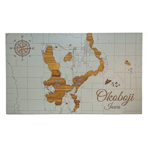 Fire & Pine Home Decor - Indoor - Furniture Lighting Mirrors Wall Art Okoboji Wood Map, Fire & Pine Solid Pine Okoboji Map