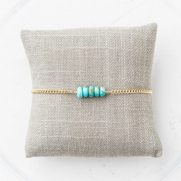 Kingman Turquoise Stack Bracelet on Gold Curb Chain by Original Hardware, product view