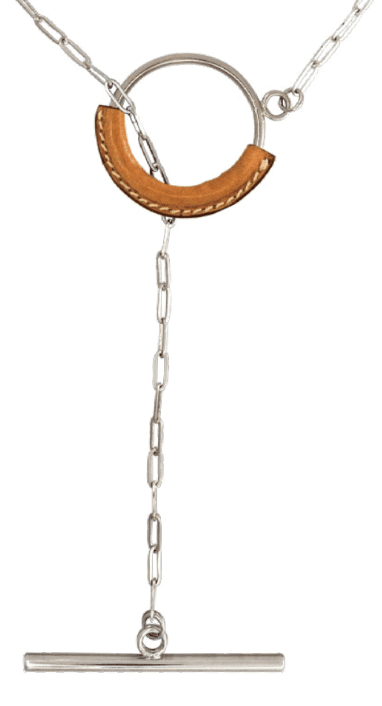 CXC Jewelry Jewelry - Necklaces - CXC Origins Sliding Necklace Silver Camel Leather