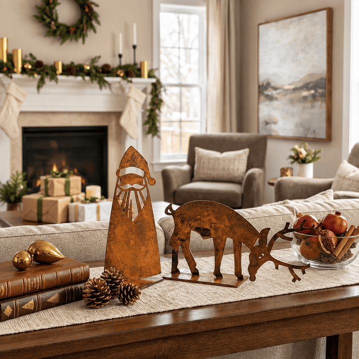 Prairie Dance Christmas Decor Papa Santa Metal Christmas Decor