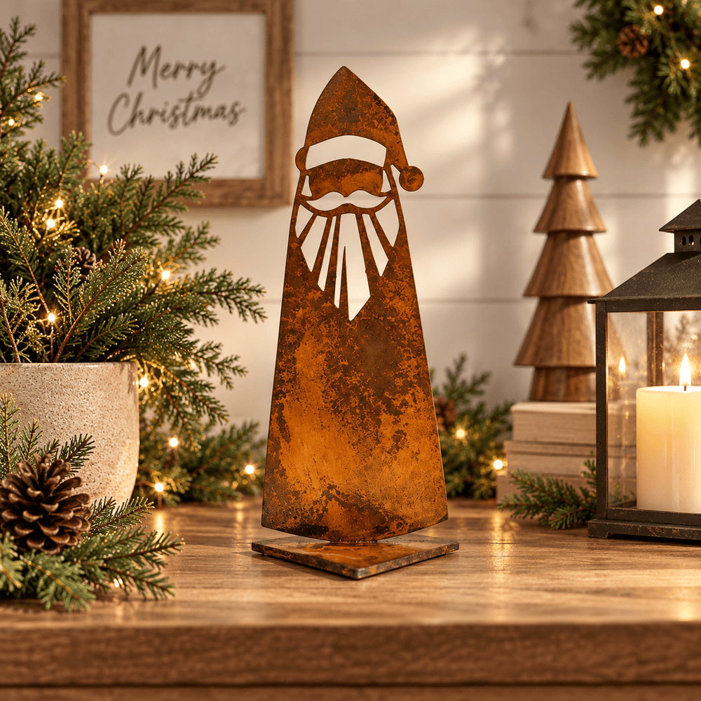 Prairie Dance Christmas Decor Papa Santa Metal Christmas Decor