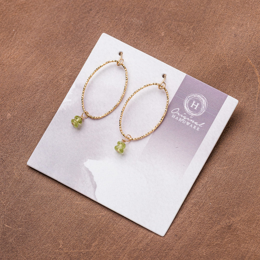 Original Hardware Jewelry - Earrings Peridot and Gold Shimmer Oval Earrings