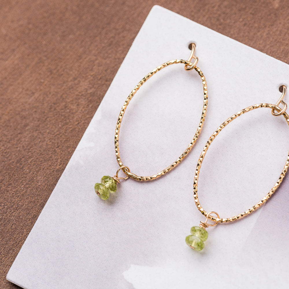 Original Hardware Jewelry - Earrings Peridot and Gold Shimmer Oval Earrings
