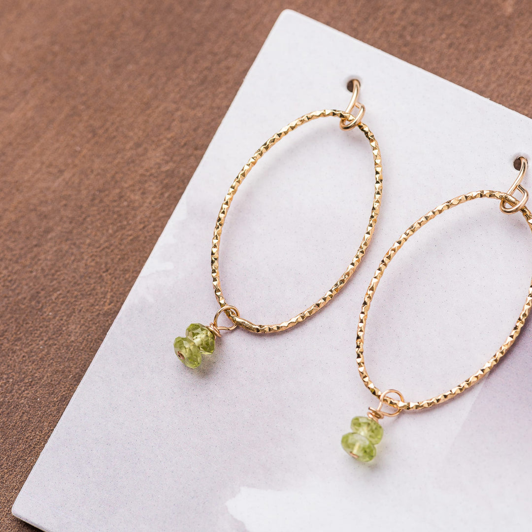Original Hardware Jewelry - Earrings Peridot and Gold Shimmer Oval Earrings