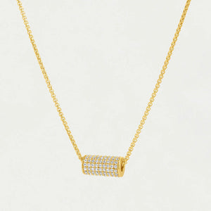 Sticks and Steel Gold Petite Pave Mini Tube Necklace