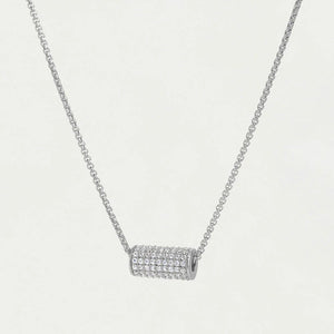 Sticks and Steel Silver Petite Pave Mini Tube Necklace